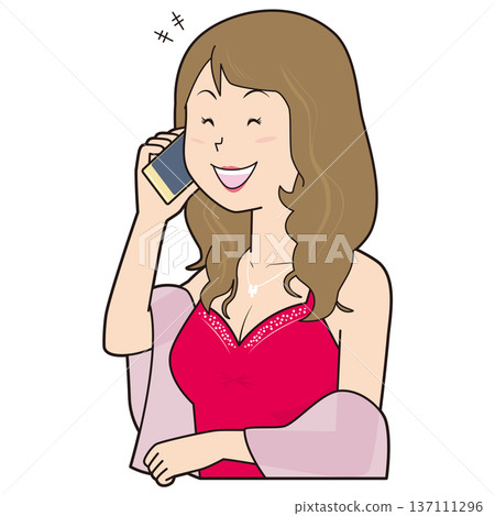 Hostess happy on the phone Hostess happy on the phone 137111296