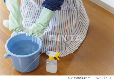 Wringing out a rag | Wiping floors and flooring Wringing out a rag | Wiping floors and flooring 137111305