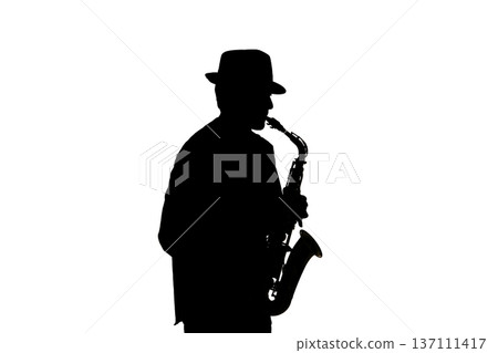 Man playing saxophone silhouette 137111417