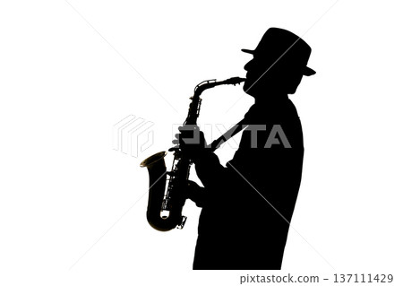 Man playing saxophone silhouette 137111429