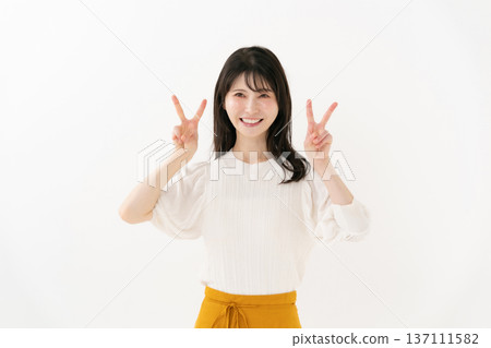 Middle-aged woman portrait peace Middle-aged woman portrait peace 137111582
