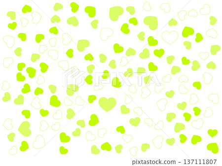 Heart pattern background Yellow-green 3-color border and solid color heart 137111807