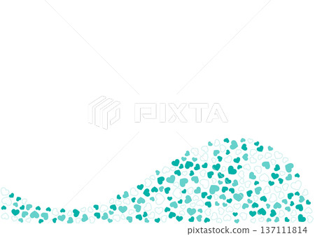 心形圖案背景綠色3色邊框和純色心形 137111814