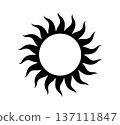 Tribal gothic sun symbol. Tattoo design. Star graphic geometric shape. Mystic black sun icon. Traditional ethnic art design element. Vector illustration isolated on white background 137111847