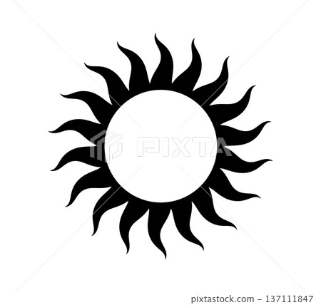 Tribal gothic sun symbol. Tattoo design. Star graphic geometric shape. Mystic black sun icon. Traditional ethnic art design element. Vector illustration isolated on white background Tribal gothic sun symbol. Tattoo design. Star graphic geometric shape. Mystic black sun icon. Traditional ethnic art design element. Vector illustration isolated on white background 137111847