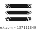 Pixel rectangle header. Pixel gradient title set. Horizontal stripe geometric mosaic banner. Abstract game digital pattern. Web black title shape. Vector illustration isolated on white background 137111849