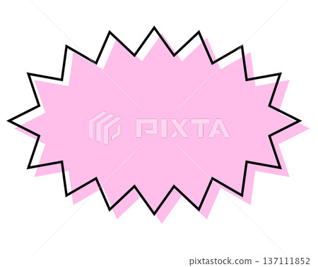 A simple, misaligned speech bubble with a long, jagged shape 137111852