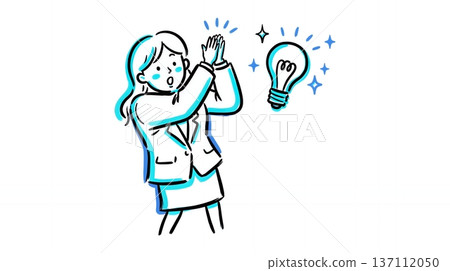 插圖描繪了一位商人頭頂上方亮起的燈泡，這燈泡激發了他革命性的想法。 137112050