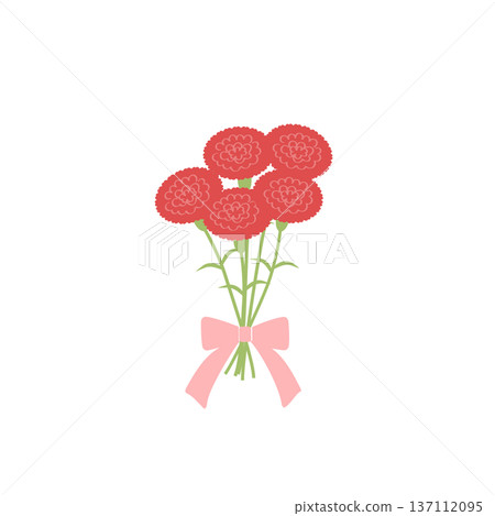 母親節主題紅色康乃馨花束插圖 137112095