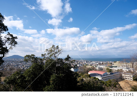 Hikone City, Shiga Prefecture_West view from the Nishinomaru Three-story Tower of Hikone Castle 1_January 2025 Hikone City, Shiga Prefecture_West view from the Nishinomaru Three-story Tower of Hikone Castle 1_January 2025 137112141