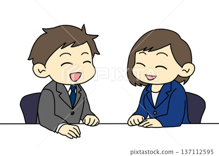 穿著西裝的男男女女在聊天 137112595