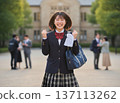 High school girl happy to have passed the exam 137113262