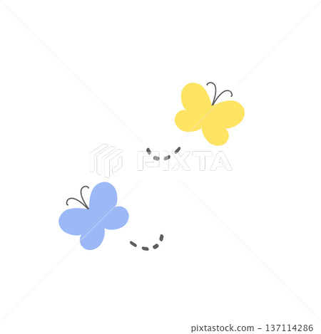 蝴蝶插圖，簡約，春季素材，昆蟲插圖 137114286