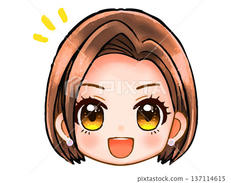 短髮女性Q版人物頭像素材 短髮女性Q版人物頭像素材 137114615