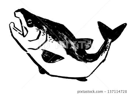 鮭魚墨畫 鮭魚墨畫 137114728