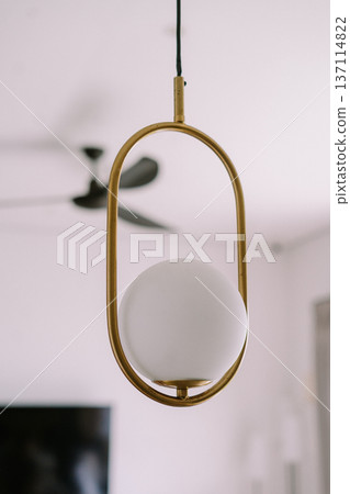 Modern Minimalist Brass and Globe Ceiling Light Fixture 137114822