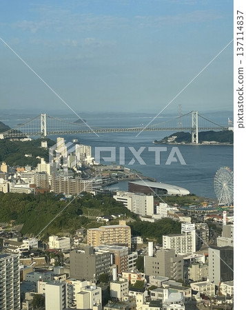 Kanmon Bridge as seen from Kaikyo Yume Tower Kanmon Bridge as seen from Kaikyo Yume Tower 137114837