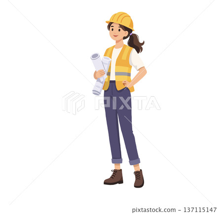 女性建築師與藍圖 137115147