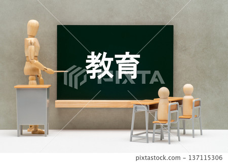 Education written on a blackboard with students and teachers Education written on a blackboard with students and teachers 137115306