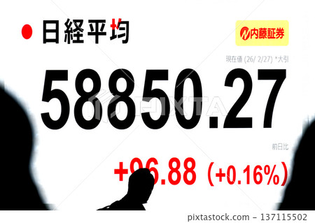 Tokyo Cityscape in Japan: Stock price/closing price reaches new record high of 58,850 yen 27 sen. Renewed record high for three consecutive days = February 27th Tokyo Cityscape in Japan: Stock price/closing price reaches new record high of 58,850 yen 27 sen. Renewed record high for three consecutive days = February 27th 137115502