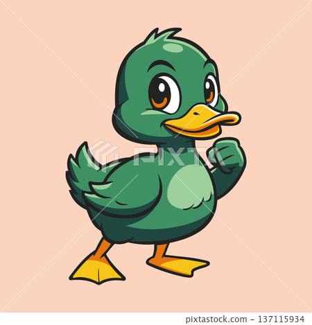 Green Fisting Hand Duck Illustration Character Vector Logo Template Green Fisting Hand Duck Illustration Character Vector Logo Template 137115934