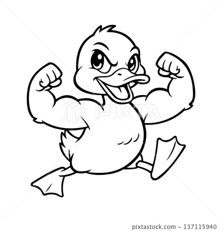 Line Strong Muscle Duck Illustration Character Vector Logo Template Line Strong Muscle Duck Illustration Character Vector Logo Template 137115940