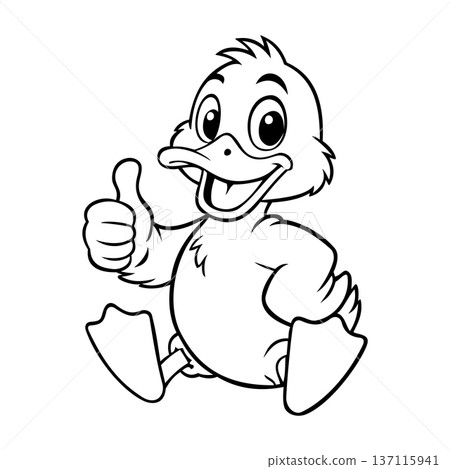 Line Thumb Up Duck Illustration Character Vector Logo Template Line Thumb Up Duck Illustration Character Vector Logo Template 137115941