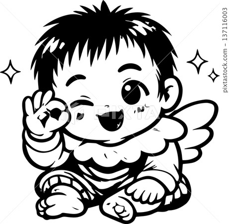 Cute angel baby making an OK pose 137116003