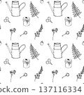 Whimsical Cottagecore pattern with rural elements and herbs 137116334