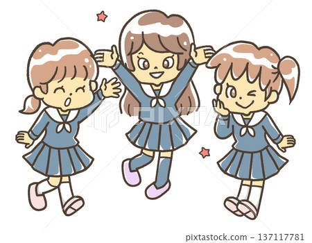 Girls having fun in a group 137117781