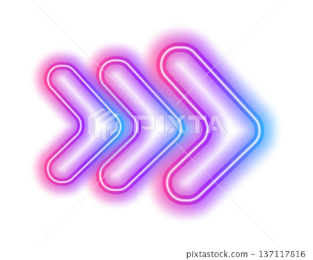 Futuristic neon up arrow with bright glow. Light vector symbol on dark background for technology, web and UI design. Futuristic neon up arrow with bright glow. Light vector symbol on dark background for technology, web and UI design. 137117816