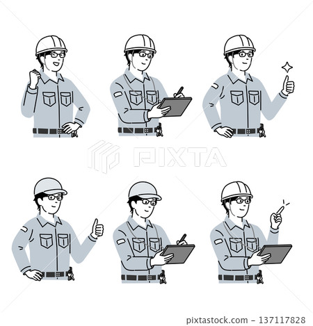 Equipment maintenance and electrical inspection staff pose set illustration 5 Equipment maintenance and electrical inspection staff pose set illustration 5 137117828
