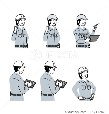 Equipment maintenance and electrical inspection staff pose set illustration 6 137117829