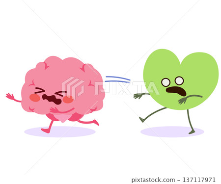 Brain Running From Zombie Heart Stress Concept Brain Running From Zombie Heart Stress Concept 137117971