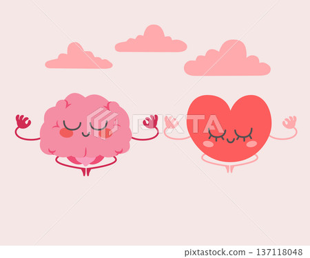 Heart And Brain Yoga Harmony Concept Heart And Brain Yoga Harmony Concept 137118048