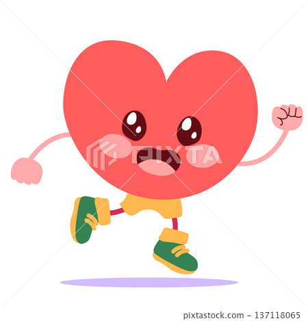 Cute Sad Heart Character Feeling Overwhelmed Mental Health Concept 137118065