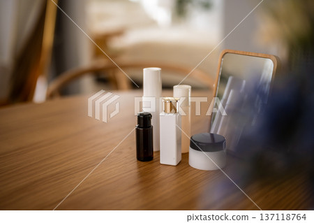 Cosmetics set on a table Cosmetics set on a table 137118764