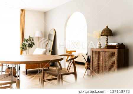 Scandinavian-style interior in a bright room Scandinavian-style interior in a bright room 137118773