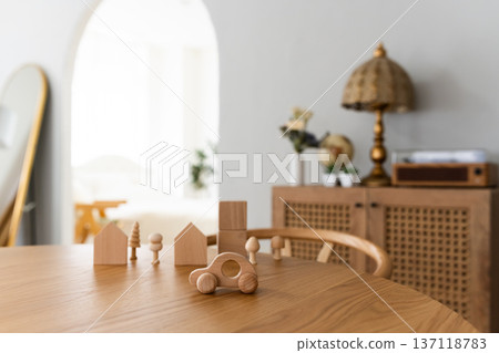 Wooden car on a table 137118783