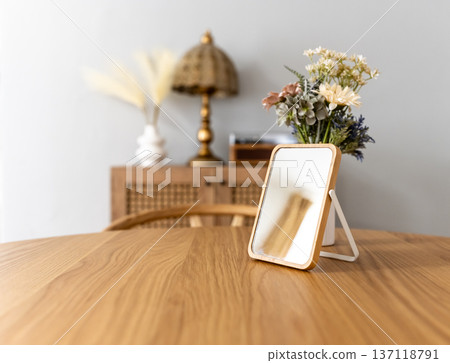 Bright room with a tabletop mirror Bright room with a tabletop mirror 137118791