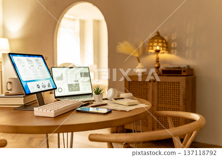 A warm and welcoming home office workspace 137118792