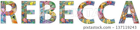 Female name Rebecca. Vector decorative object 137119243