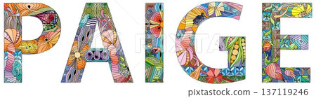 Female name Paige. Vector decorative object Female name Paige. Vector decorative object 137119246