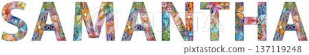 Female name Samantha. Vector decorative object Female name Samantha. Vector decorative object 137119248