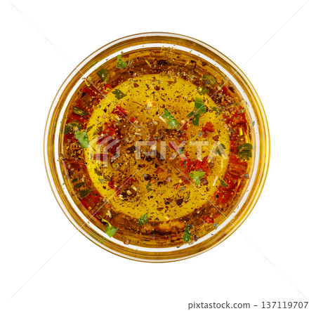 Olive oil salad dressing with spices and herbs Olive oil salad dressing with spices and herbs 137119707