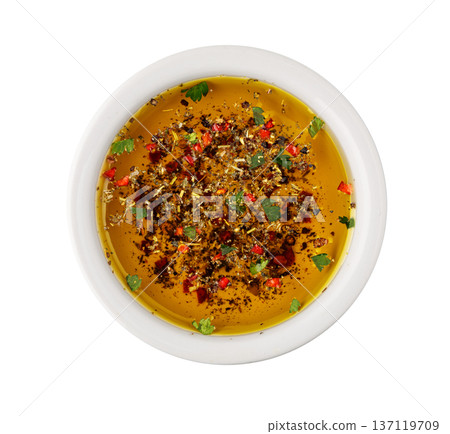 Olive oil dipping sauce with herbs and spices 137119709
