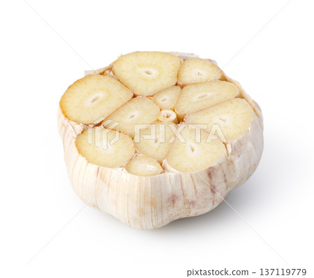 Garlic bulb on white background for cooking recipes 137119779