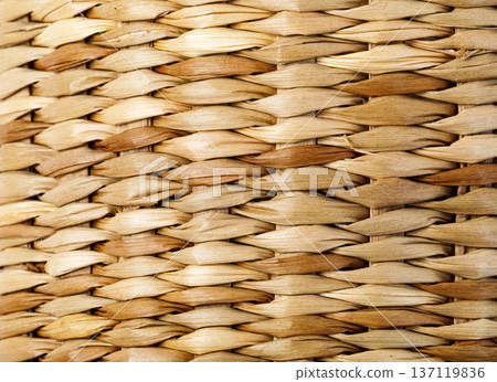 Wicker weaving straw material textured pattern background Wicker weaving straw material textured pattern background 137119836