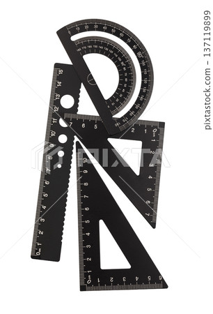Black geometric drafting tools measuring and creating designs Black geometric drafting tools measuring and creating designs 137119899