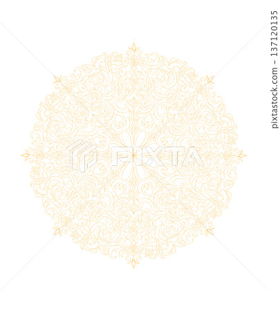 a complex pattern of small yellow details in the shape of a circle 137120135